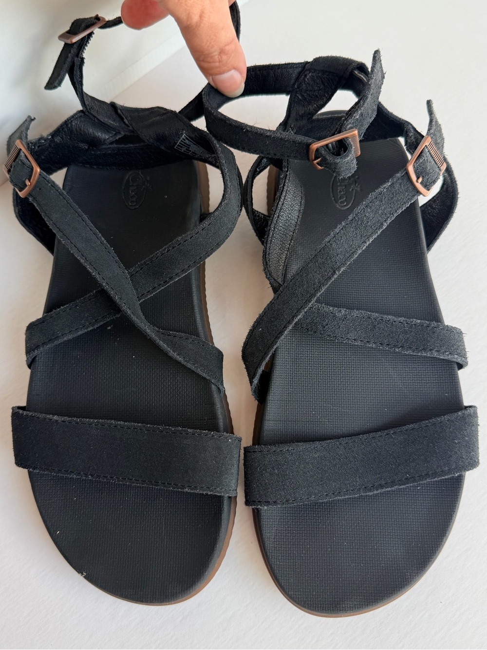 Womens Chaco Rose Black Leather Gladiator Sandals Size 8